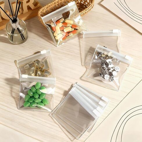 25PCS Pill Pouch Bags, Reusable Zipper Lock Bags for Jewelry, Small Items, Portable Organizer Self Seal PVC Pack, 4.3x4.3in in Saudi Arabia