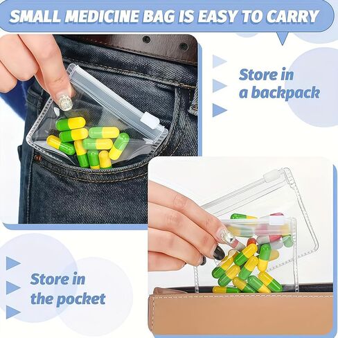 25PCS Pill Pouch Bags, Reusable Zipper Lock Bags for Jewelry, Small Items, Portable Organizer Self Seal PVC Pack, 4.3x4.3in in Saudi Arabia