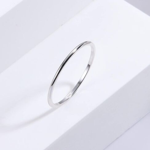 925 Sterling Silver Rings for Women Men 18K White Gold Plated Plain Stackable Thumb Rings Tarnish Resistant Wedding Band Ring Comfort Fit Size 5 to 11, 1mm 2mm 4mm in Saudi Arabia
