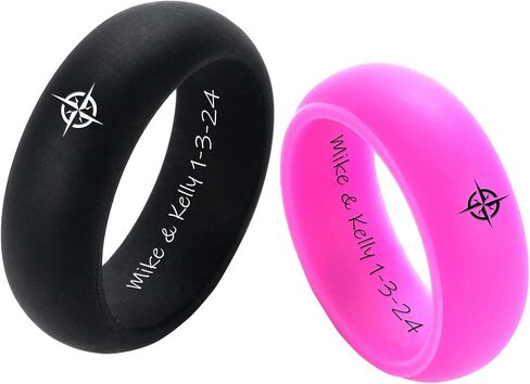 2 Pack-Her King His Queen/Pinky Promise/Sun & Moon Couple Rings Set 8mm Breathable Silicone Rubber Dome Comfort Fit Wedding Band Promise Engagement Rings,Size 6-12 in Saudi Arabia