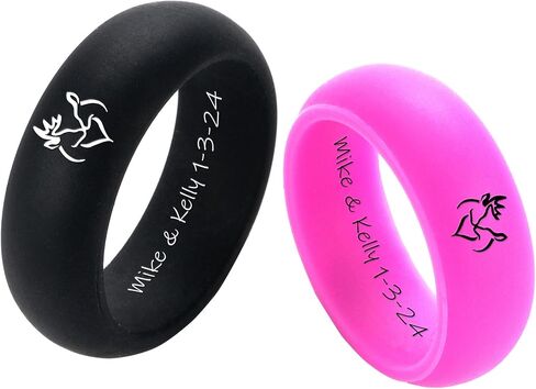2 Pack-Her King His Queen/Pinky Promise/Sun & Moon Couple Rings Set 8mm Breathable Silicone Rubber Dome Comfort Fit Wedding Band Promise Engagement Rings,Size 6-12 in Saudi Arabia