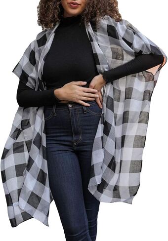 Premium Cover Up Buffalo Plaid Long Kimono Cardigan for Women in Saudi Arabia