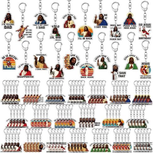 Sureio 40 Pcs Jesus Keychains Bulk I Saw That Jesus Keychain Funny Christian Gifts for Woman Men Sunday School Church Goodie Bag Stuffers Christian Party Favors Birthday Religious Baptism Gifts in Saudi Arabia