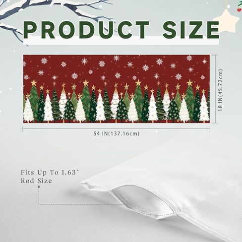 Cylanta Christmas Trees Valances for Windows 54x18 Inch Red Snowflakes Xmas Curtain Valance for Kitchen Bathroom Bedroom Living Room Decor in Kuwait