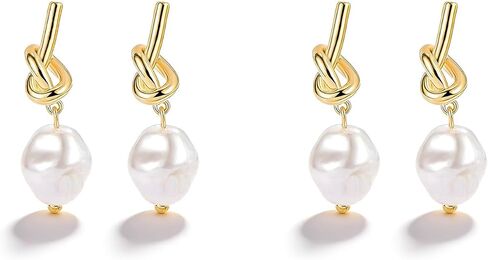 Bridesmaid Gifts for Wedding Day Bridesmaid Earrings Gold Set Knot Pearl Earrings for Bridesmaids Dresses Gift for Wedding Day in Saudi Arabia