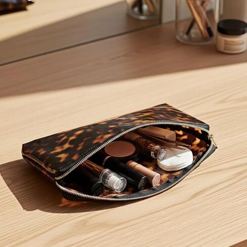 ORBENTO Retro Tortoise Printed Makeup Cosmetic Bag Mini Pouch with Chain Charm in Saudi Arabia