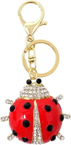 1PCS Cute Ladybug Keychain Sparkling Rhinestone Ladybird Keyring Fun Insects Pendant with Box for Bag Purse Wallet Handbags Backpack in Saudi Arabia