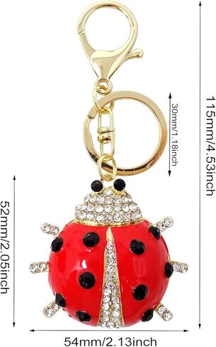 1PCS Cute Ladybug Keychain Sparkling Rhinestone Ladybird Keyring Fun Insects Pendant with Box for Bag Purse Wallet Handbags Backpack in Saudi Arabia