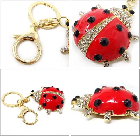 1PCS Cute Ladybug Keychain Sparkling Rhinestone Ladybird Keyring Fun Insects Pendant with Box for Bag Purse Wallet Handbags Backpack in Saudi Arabia