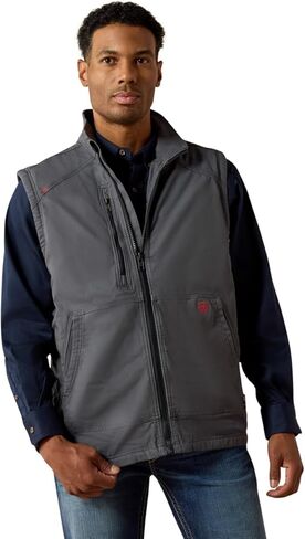 سترة ARIAT للرجال Mns Fr Dralht Strch Cnvs Ins Vst Irn Gry Vest، رمادي حديدي، مقاس كبير طويل US in Saudi Arabia