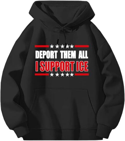 Nacilerto Deport Them All Illegals Hoodie,Polyester Fleece,Pullover Hooded Sweatshirt for Men. Black in Saudi Arabia