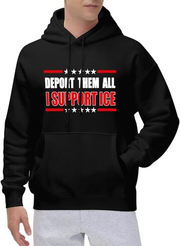 Nacilerto Deport Them All Illegals Hoodie,Polyester Fleece,Pullover Hooded Sweatshirt for Men. Black in Saudi Arabia
