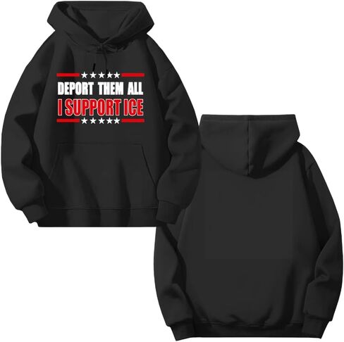 Nacilerto Deport Them All Illegals Hoodie,Polyester Fleece,Pullover Hooded Sweatshirt for Men. Black in Saudi Arabia
