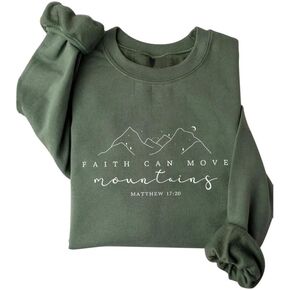 Faith Can Move Mountains Sweatshirt Women Christian Sweatshirts Long Sleeve Shirts Crewneck Fleece Pullover Top in Saudi Arabia