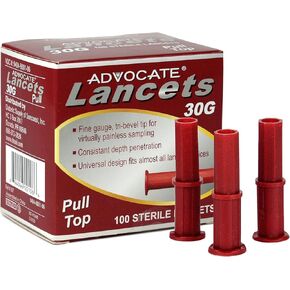 Advocate Sterile Pull-Top Lancets for Diabetes Testing Lancing Devices, Fine 30 Gauge for Blood Glucose Test, Diabetic Supplies for Blood Sugar Monitor, 100 Lancets in Kuwait