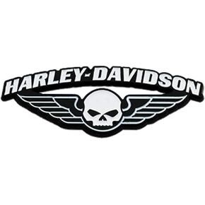 Harley-Davidson 1.75 in. Winged Skull Metal Pin, Black & White Finishes in Saudi Arabia