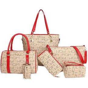 Pahajim Womens Purse 6 Pcs Set Ladies PU Leather Handbag with Matching Wallets Designer Large Satchel Bags for Mom in Kuwait