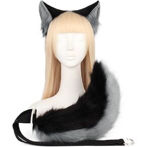 Shibainu Dog Ears Plush Tail Set Cute Animal Ornament, Faux Fur Halloween Role Play Anime Fair Party Costume Dress Up in Saudi Arabia