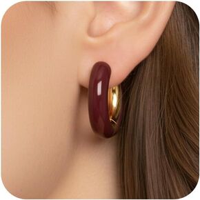 Purple Huggie Earrings for Women 18K Gold Plated Huggie Earrings for Women Dainty Small Enamel Huggie Hoop Earrings Gold Huggie Earrings Christmas Jewelry Gift in Kuwait