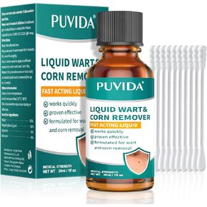 PUVIDA Liquid Wart & Corn Remover with 17% Salicylic Acid – Fast-Acting Treatment for Common & Plantar Warts on Hands and Feet – Easy Apply Topical Solution, 30 mL in Saudi Arabia