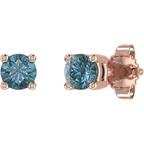 1/5 to 1 Carat 4-Prong Set Blue Natural Diamond Stud Earrings for Women in 14K Gold (not-known clarity) in Kuwait