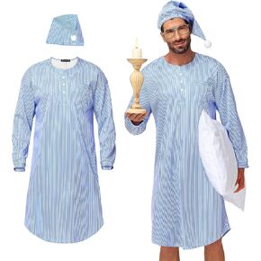 Arankhiger 2Pcs Mens Christmas Nightgown Costume Cosplay Nightshirt with Sleep Cap in Kuwait