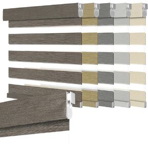 Elevique No Drill No Tools Corldess Zebra Blinds for Windows, Dual Layer Blackout Zebra Shades for Indoor Windows, Thermal Insulated Window Blind, Easy to Install, Dark Brown, 33" W x 80" H in Saudi Arabia