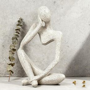 O-FarFarm Thinker Statue Decor - Handcrafted Sandstone Abstract Sculpture for Desk, Coffee Table & Bookshelf Modern Office Decor, Artistic Home Accent for Interior Design Lovers & Art Collectors in Saudi Arabia