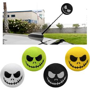 4 PCS Car Antenna Toppers, Funny Halloween Skull Spooky Smile Car Antenna Areial Balls, Skull Smile Face Antenna Topper Exterior Decor Doll for Most Vehicles, Car Accessories in Kuwait