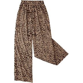 RoseSeek Women's Y2K Cheetah Wide Leg Pants Elastic Waist Long Corduroy Trousers with Pockets in Kuwait