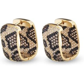 CWWZircons Shiny Micro Paved Cubic Zirconia Leopard Hoop Earrings For Women Two Tone Gold Plated Luxury Wedding Party Jewelry in Saudi Arabia
