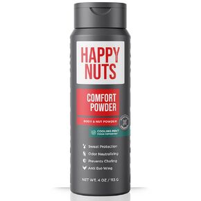 HAPPY NUTS Comfort Powder - Anti Chafing & Deodorant, Aluminum-Free, Sweat and Odor Control for Jock Itch, Groin and Men's Private Parts Parts 4 Oz (Pack of 1), Original in Kuwait