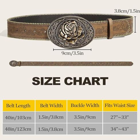 Auwoyss Women Western Belt with Heart Buckle Vintage Brown Belts for Jeans Pant Dress Cowgirl Cowboy Belt in Saudi Arabia