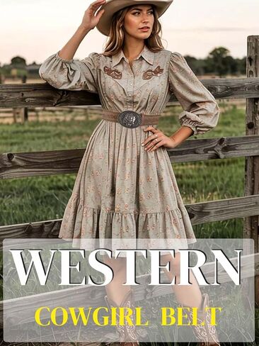 Auwoyss Women Western Belt with Heart Buckle Vintage Brown Belts for Jeans Pant Dress Cowgirl Cowboy Belt in Saudi Arabia