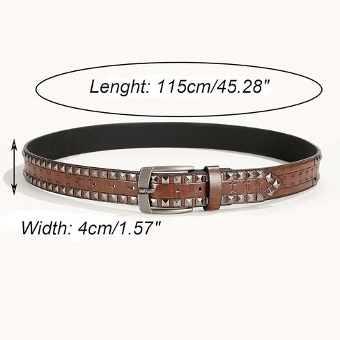Punk Leather Belt for Men Women Rock Studded Belts Western Belts with Engraved Buckle Goth Pyramid Rivet Belt in Saudi Arabia