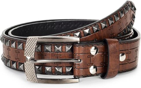 Punk Leather Belt for Men Women Rock Studded Belts Western Belts with Engraved Buckle Goth Pyramid Rivet Belt in Saudi Arabia
