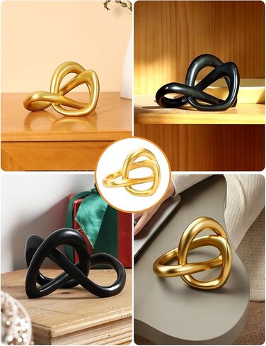 تمثال منحوت بعقدة ذهبية حديثة من Joogour - ديكور طاولة هندسي تجريدي لغرفة المعيشة، مكتب المكتب، رف الكتب | ديكورات وهدايا منزلية أنيقة باللون النحاسي (ذهبي) in Kuwait