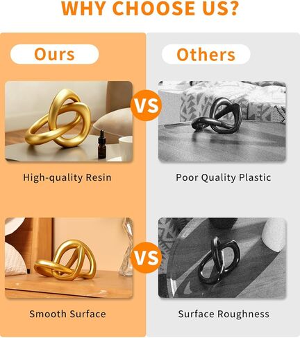 تمثال منحوت بعقدة ذهبية حديثة من Joogour - ديكور طاولة هندسي تجريدي لغرفة المعيشة، مكتب المكتب، رف الكتب | ديكورات وهدايا منزلية أنيقة باللون النحاسي (ذهبي) in Kuwait