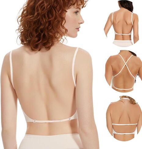 choolley Low Back Bra, Deep V Seamless Backless Bra, Push Up Bralette - Wireless Multiway Convertible Halter Bras in Saudi Arabia