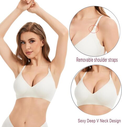 choolley Low Back Bra, Deep V Seamless Backless Bra, Push Up Bralette - Wireless Multiway Convertible Halter Bras in Saudi Arabia