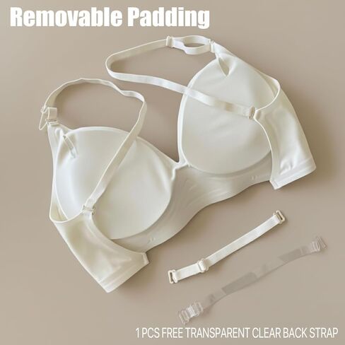 choolley Low Back Bra, Deep V Seamless Backless Bra, Push Up Bralette - Wireless Multiway Convertible Halter Bras in Saudi Arabia
