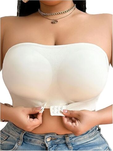 GORGLITTER Women's Plus Size Strapless Bra Front Closure Wireless Bandeau Bralette Tube Tops in Saudi Arabia