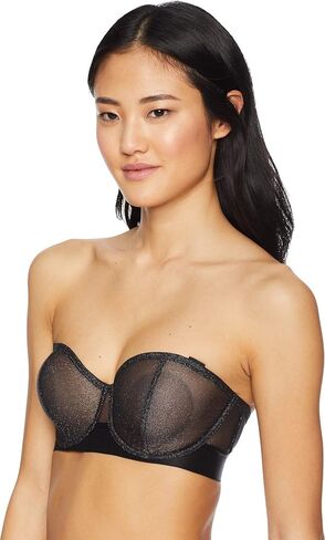 DKNY Intimates Sheers Convertible Strapless Bra Silver Lurex/Black 36B in Saudi Arabia