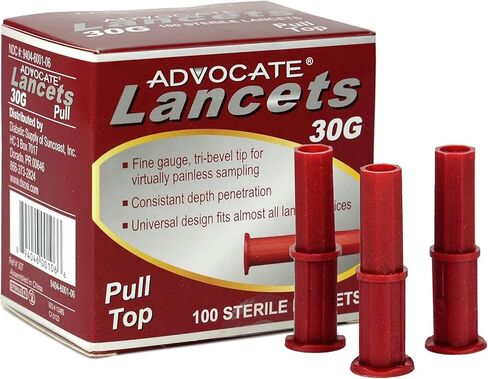 Advocate Sterile Pull-Top Lancets for Diabetes Testing Lancing Devices, Fine 30 Gauge for Blood Glucose Test, Diabetic Supplies for Blood Sugar Monitor, 100 Lancets in Kuwait