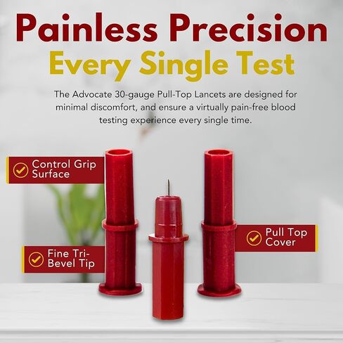 Advocate Sterile Pull-Top Lancets for Diabetes Testing Lancing Devices, Fine 30 Gauge for Blood Glucose Test, Diabetic Supplies for Blood Sugar Monitor, 100 Lancets in Kuwait