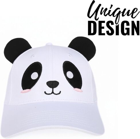 InnoBeta Panda Gifts for Women Girls, Panda Cap with Ears, Adjustable Cotton Embroidered Baseball Cap, White in Saudi Arabia