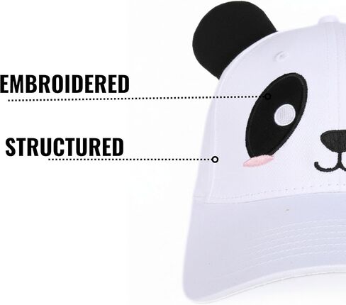 InnoBeta Panda Gifts for Women Girls, Panda Cap with Ears, Adjustable Cotton Embroidered Baseball Cap, White in Saudi Arabia