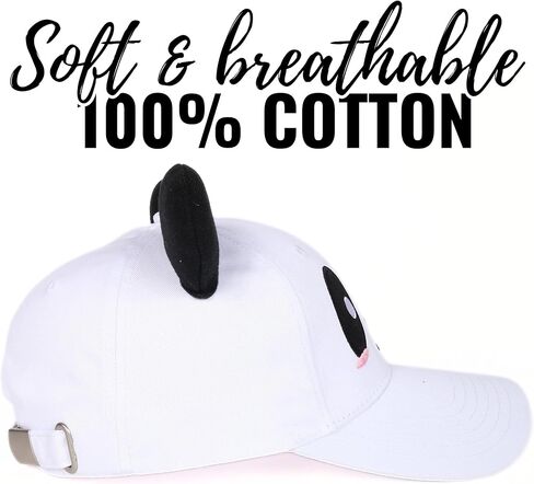InnoBeta Panda Gifts for Women Girls, Panda Cap with Ears, Adjustable Cotton Embroidered Baseball Cap, White in Saudi Arabia