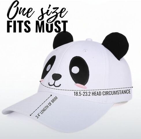 InnoBeta Panda Gifts for Women Girls, Panda Cap with Ears, Adjustable Cotton Embroidered Baseball Cap, White in Saudi Arabia