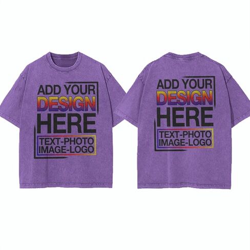 Custom Oversized Acid Washed Tshirts with Photo Text Front Back Design Your Own Graphic Tees Unisex Personalized Gifts Shirts in Saudi Arabia